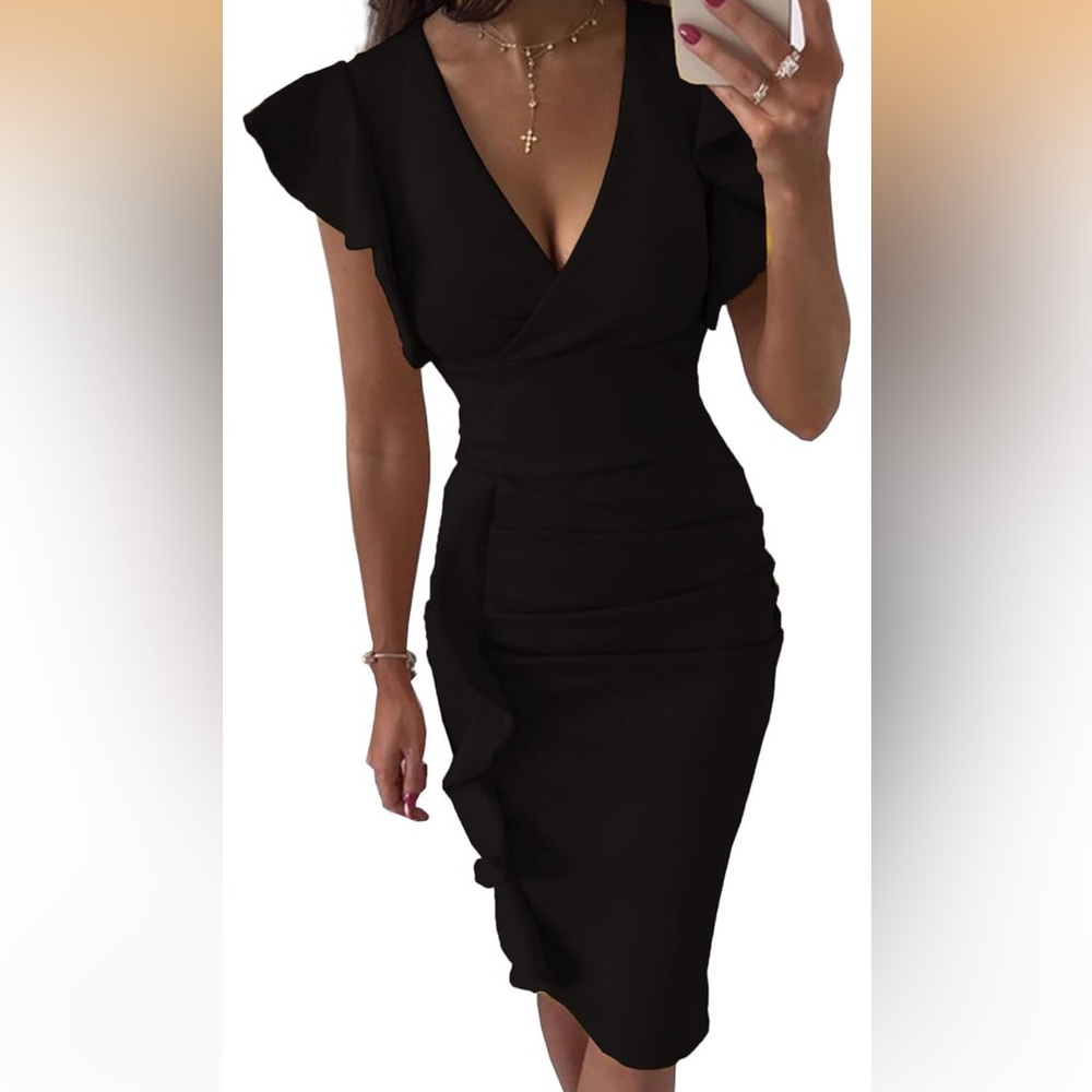 NEVER WORN Chic Black Midi Dress for Women